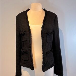 L'AGENCE Textured nylon Black open Blazer size 10